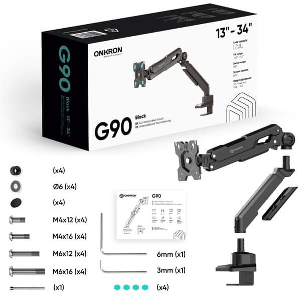 ONKRON G90-B Skærmholder 13-34 Sort