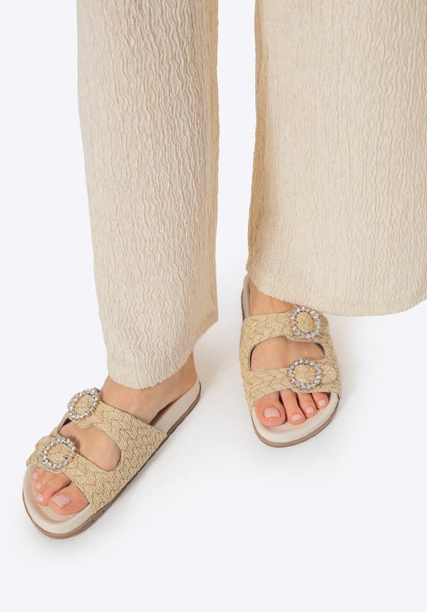 Wittchen Dames Imitation Raffia Sandaler Beige, Beige Syntetisk Materiale