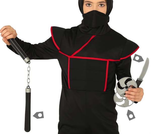 Ninja sæt kriger nunchaku knivkostume 4 dele.
