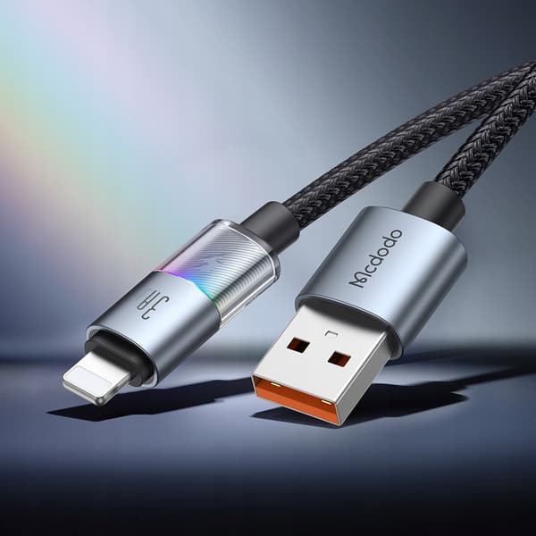 MCDODO USB-KABEL HURTIGOPLADNING TIL IPHONE LIGHTNING 3A 36W 1M LED SORT