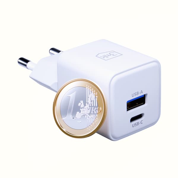 Tilbehør -3mk Hyper GaN Oplader 20W QC4+ PD PPS USB 1A1C Hvid EU