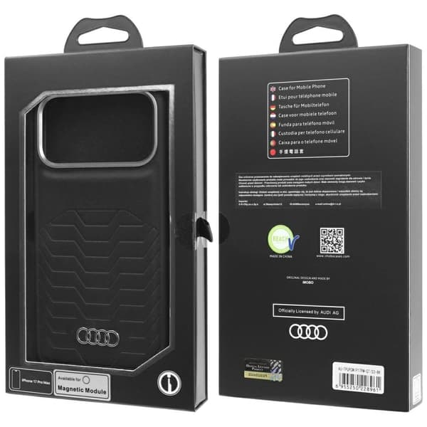 Audi GT MagSafe-etui i kunstlæder til iPhone 17 Pro Max - Sort