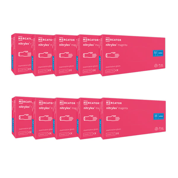 Nitrilhandsker M pink Mercator Nitrylex Magenta 100 stk. karton 10-pak