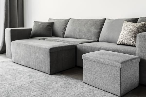 Foldbar stofpuf DIEGO grå størrelse XL