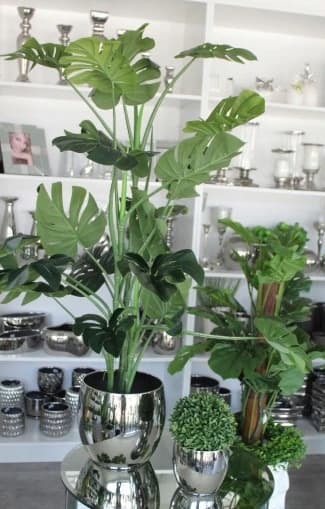 Keramisk blomkruka, silverkula, 15 cm