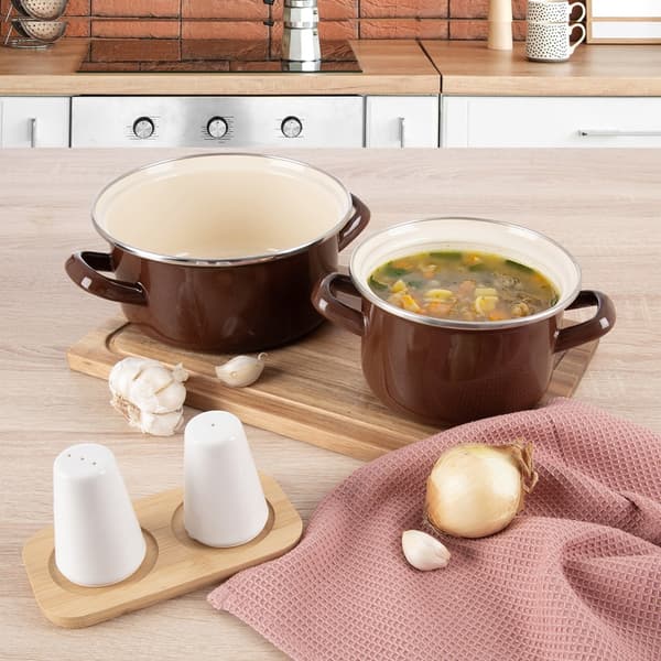 Emaljerad brun gryta 14 cm, 950 ml