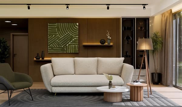 SARIS 3-SITS SOFFA MED SOFUNKTION BEIGE GYLLENE BEN FÖR VARDAGSRUM FÖR VARDAGSRUM