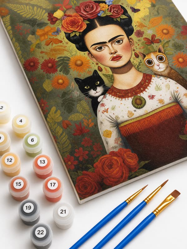 MALING EFTER TAL MED RAMME Billeder til maleri - Frida Katte 40x50 cm