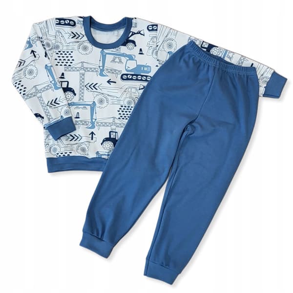 BOMULDSPYJAMAS 134 PYJAMAS til drenge, 2-delt digitaltryk i EXCAVATORS