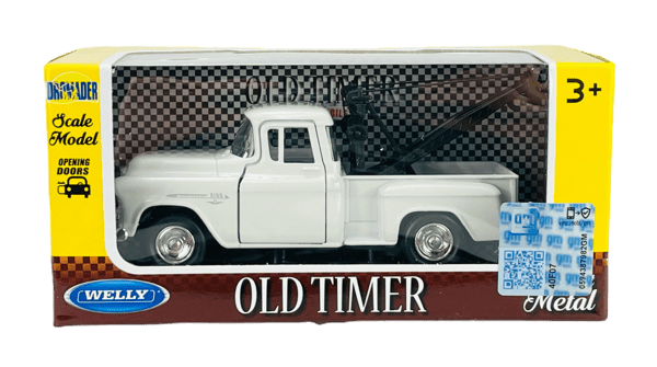 WELLY OLD TIMER 1955 CHEVY STEPSIDE BORRELASTBIL HVID 1:34 43765