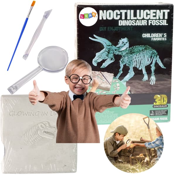 Udgravning Dinosaur Figur 3D Lyser i Mørke til Børn