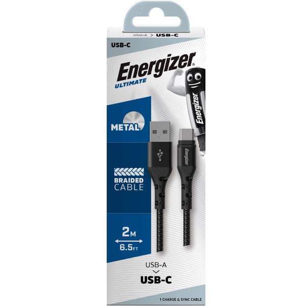 Energizer Ultimate - USB-A - USB-C -liitäntäkaapeli 2m (musta)