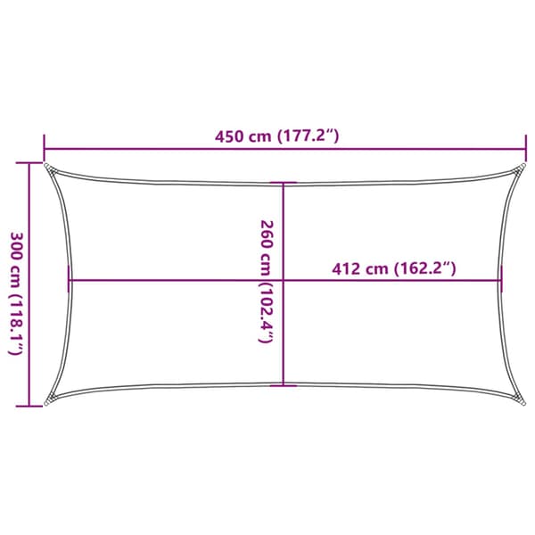 vidaXL solsejl, sand, 4,5x3 m, 100% polyester