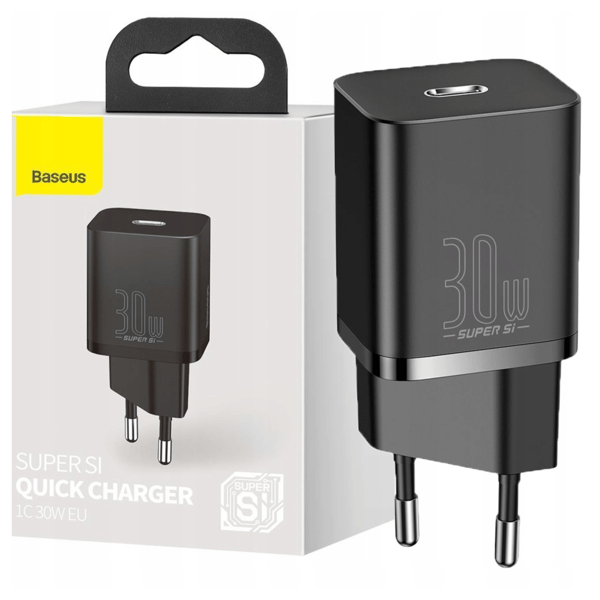 Baseus Super Si Hurtigoplader 1C 30W Vægoplader (Sort)