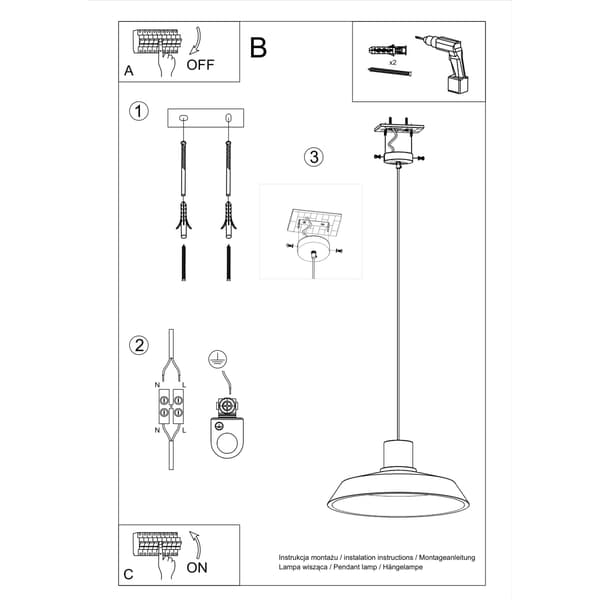 HÆNGELAMPE AFRA 1 E27 GRÅ SOLLUX SL.0282
