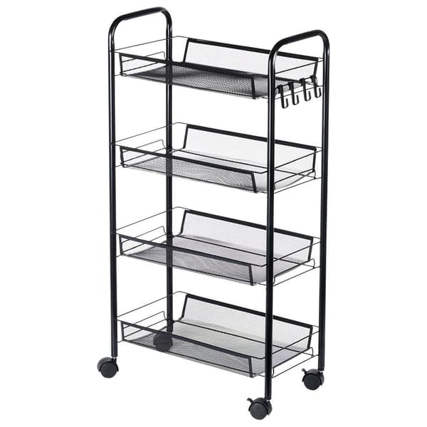 opbevaringsvogn metal sort 4-niveau