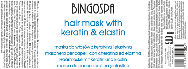 BINGOSPA Keratin og Elastin Hårmaske 500g