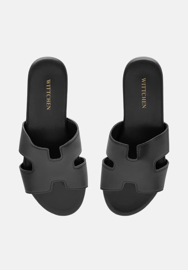 Wittchen damflipflops i svart ekoläder