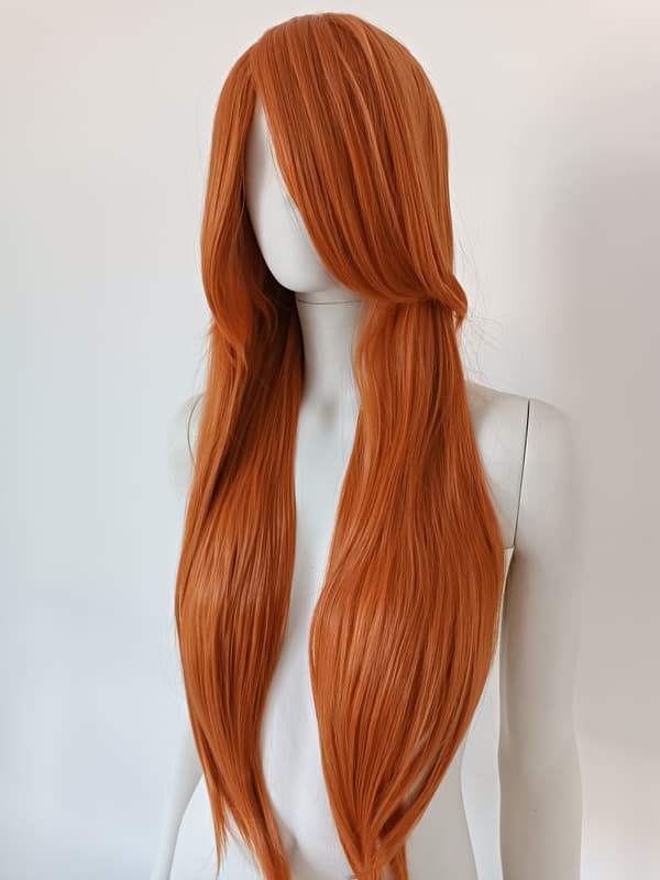 Paryk Rød Orange lang 90cm cosplay anime