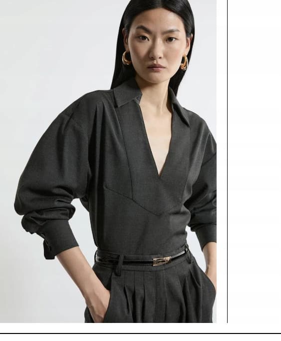 KAREN MILLEN GRÅ LÅNGÄRMAD BLUS FÖR UNDER 40 B1C