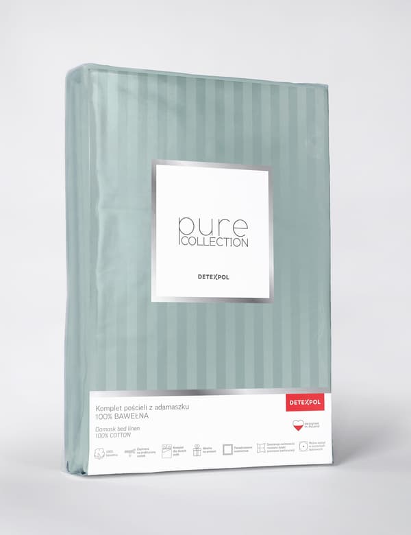 Satin Sengesæt 220x200 Glat med Premium Striber Mintgrøn