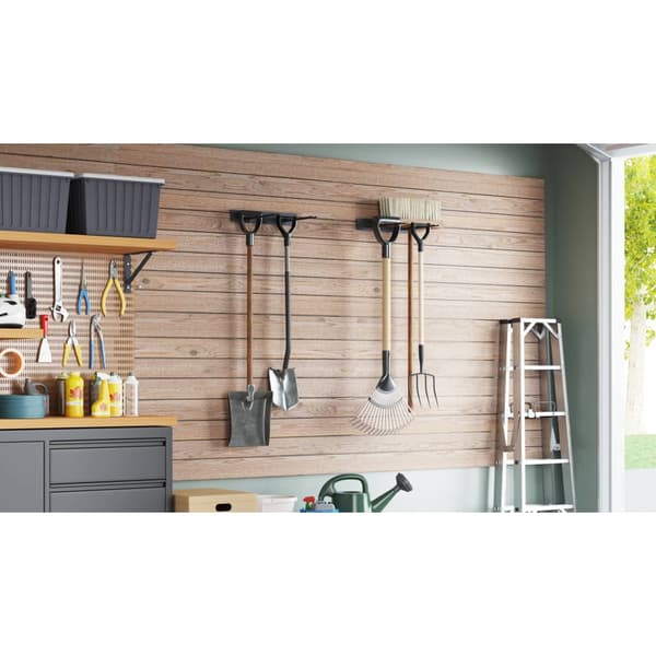 vidaXL vægmonterede haveredskabsstativer, 2 stk., sort, stål