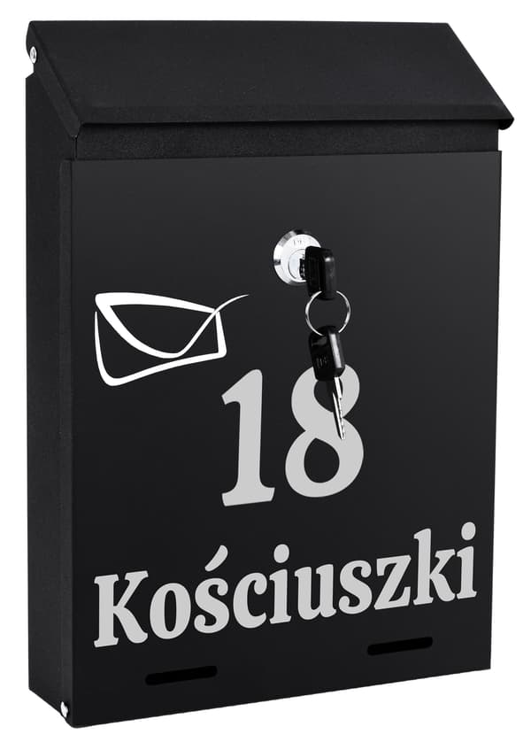 Odvin musta postilaatikko kaiverruksilla