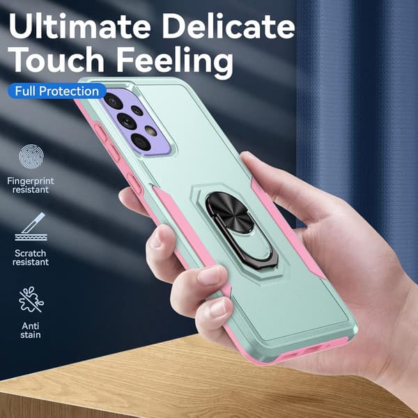 ETUI TIL SAMSUNG GALAXY A53 GRØN-PINK SILIKONE MED STATIV SM-A5360
