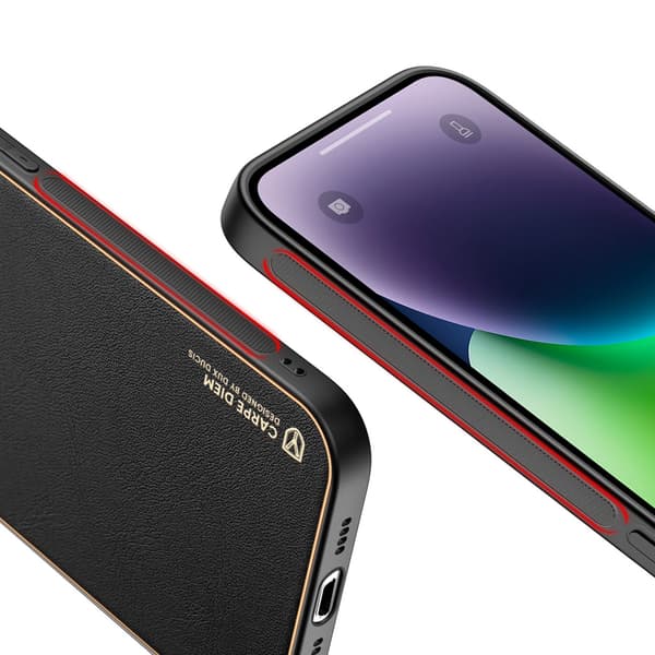 Dux Ducis Yolo iPhone 14 Plus cover elegant kunstlædercover sort