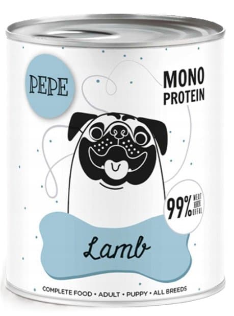 Pet Paka | Pepe | Våtfoder för hundar - 800g burk - Lamm | Lamm 800g