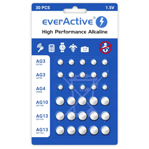 Everactive Batterier alkaliske AG MIX 30 stk.