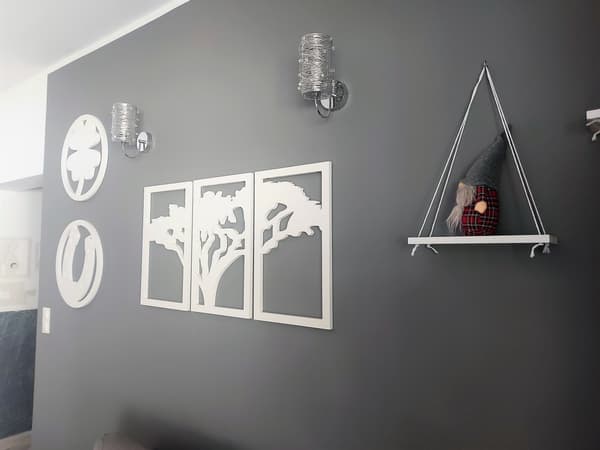 Triptykväggmålning, väggmålning av afrikanskt träd