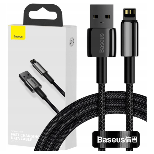 Baseus Tungsten Gold USB til Lightning-kabel, 2.4A, 1m (sort)