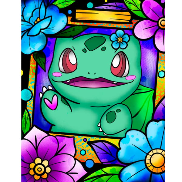 Maleri efter tal Med ramme Billeder til maleri Pokémon Bulbasaur 40x50 cm