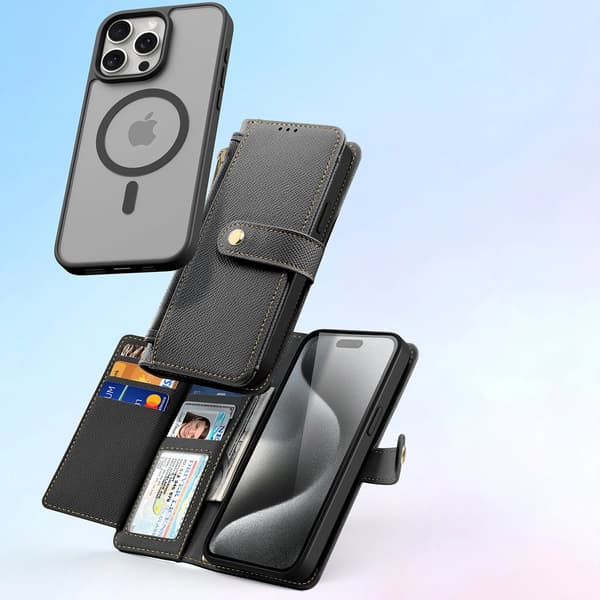 Dux Ducis Lawa -nahkakotelo iPhone 15 Pro Maxille - musta
