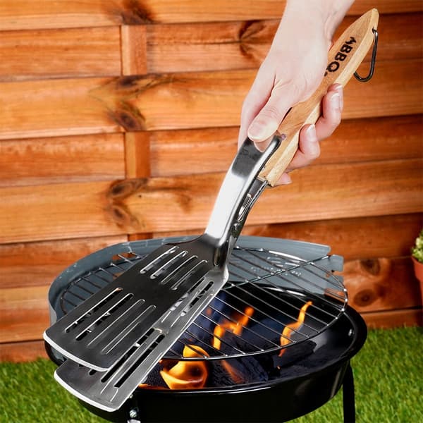 Grillspatel og tænger 2-i-1 stål 40 cm