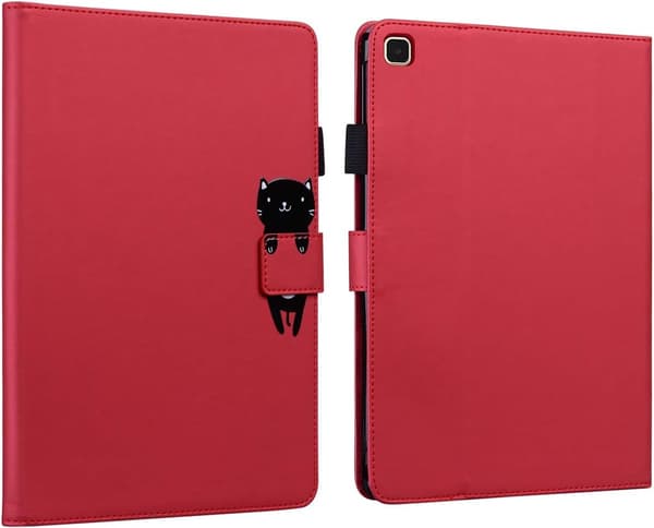 ETUI TIL SAMSUNG GALAXY TAB A7 2020 RØD KAT SØD MED FLAP