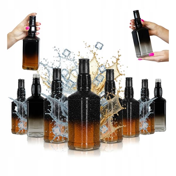 10x Daniel Glasflasker 500 ml ombre sort og transparent til vodka