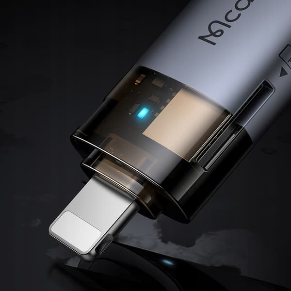 MCDODO USB-A TIL LIGHTNING ADAPTER TF KORT LÆSER 512 OTG LED