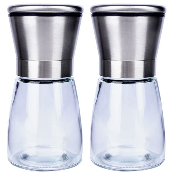 Glas peppar- och saltkvarn 2 st 13,5 cm