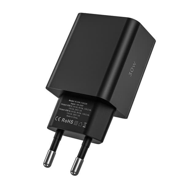 TECH-PROTECT NC30W 2-PORT NETVÆRKSOPLADDER PD30W/QC3.0 SORT