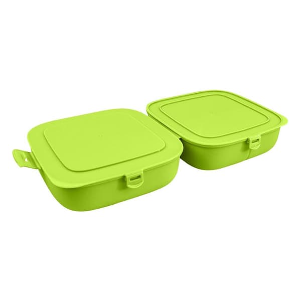 Frokostbeholder delt grøn 2x700 ml