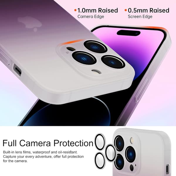ETUI TIL APPLE IPHONE 14 PRO 6.1" HVID LILLA OMBRE + VEDHÆNG