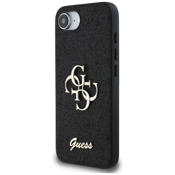 Guess Fixed Glitter Big 4G cover til iPhone 16e, sort