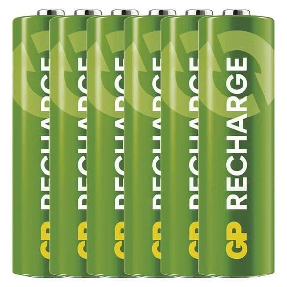 GP Recharge AA 2100mAh Batteri 6 stk. Grøn