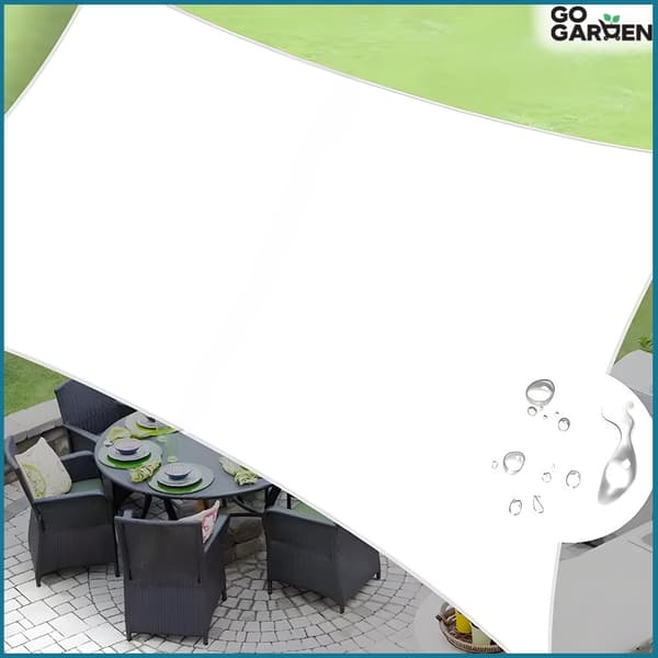 Solsejl hvidt solsejl UV-materiale til havetag 3x2m