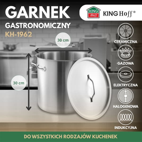 GASTRONOMISK GRYDE MED STÅLÅG 21L KINGHOFF KH-1962