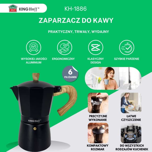 KAFFEMASKINE 300ml KINGHOFF KH-1886 INDUKTION