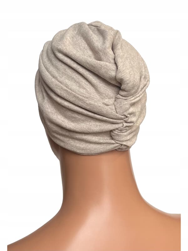 Turban Flora lys beige ensfarvet sweatertørklæde efterår-vinter