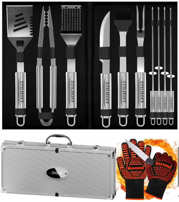Tilbehørssæt til STILHOFF STRONG GRILL, 12 bestikdele, 10 dele + etui + handsker